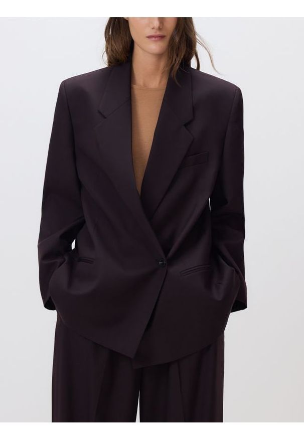 Reserved - Marynarka z wełną - bordowy. Kolor: czerwony. Materiał: wełna