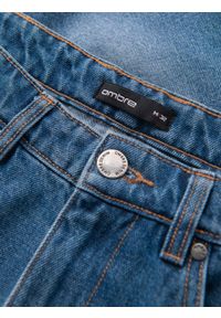 Ombre Clothing - Męskie krótkie spodenki jeansowe z przetarciami i dziurami – niebieskie V3 - Rozmiar: M. Okazja: na co dzień. Kolor: niebieski. Materiał: jeans. Długość: krótkie. Wzór: aplikacja. Sezon: lato. Styl: klasyczny, casual #3