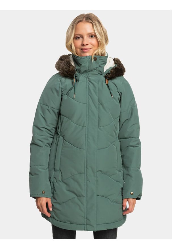 Roxy Kurtka zimowa Ellie Jk Otlr ERJJK03554 Zielony Regular Fit. Kolor: zielony. Materiał: syntetyk. Sezon: zima