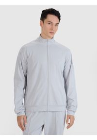 4f - 4F Bluza treningowa rozpinana bez kaptura męska - szara S. Typ kołnierza: bez kaptura. Kolor: szary. Materiał: syntetyk, włókno, dzianina, materiał. Długość rękawa: raglanowy rękaw. Wzór: ze splotem, gładki. Styl: sportowy. Sport: fitness #1