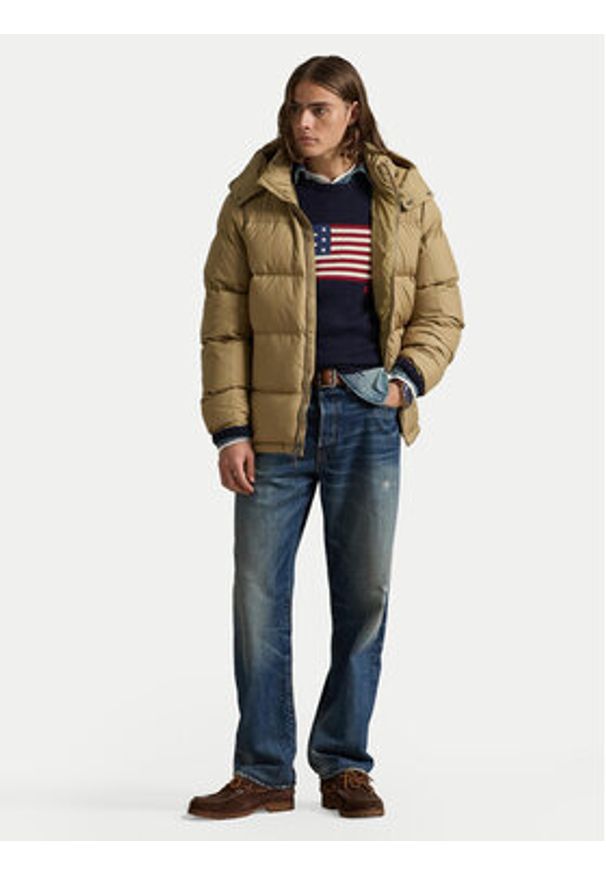 Polo Ralph Lauren Kurtka puchowa 710968278010 Khaki Regular Fit. Typ kołnierza: polo. Kolor: brązowy. Materiał: syntetyk