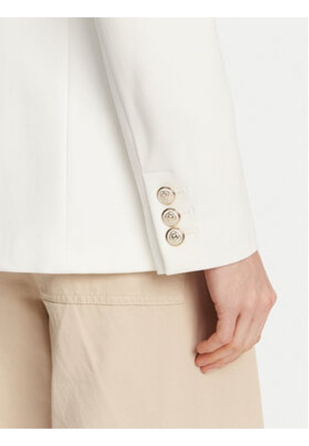 Marella Marynarka Baiocco 2513911024 Biały Slim Fit. Kolor: biały. Materiał: syntetyk