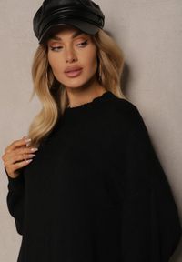 Renee - Czarna Pudełkowa Sukienka z Wiskozą i Półgolfem Salindra. Kolor: czarny. Materiał: wiskoza. Styl: elegancki #4