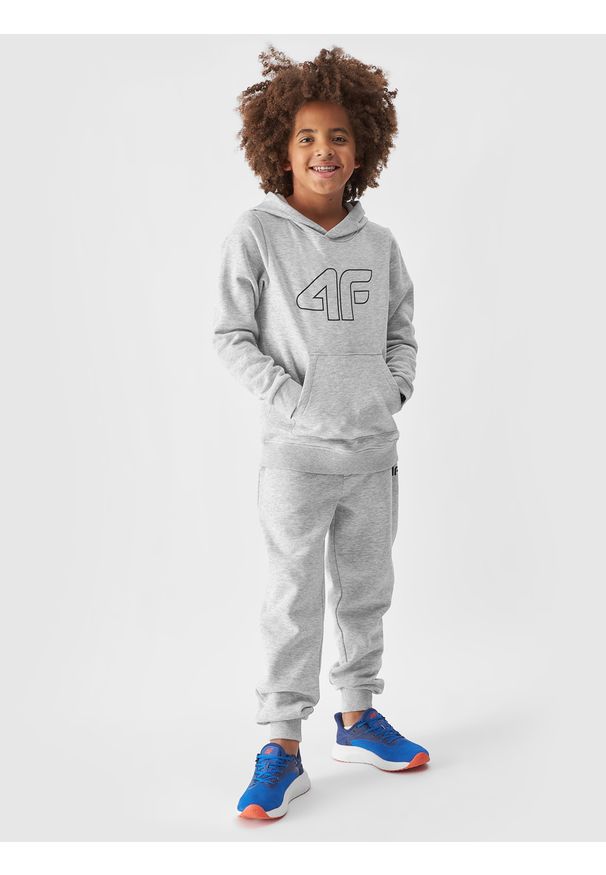 4f - 4F Spodnie dresowe joggery chłopięce - szare 140 (9-10 lat). Okazja: na co dzień. Kolor: szary. Materiał: dresówka. Sezon: lato. Styl: casual, sportowy