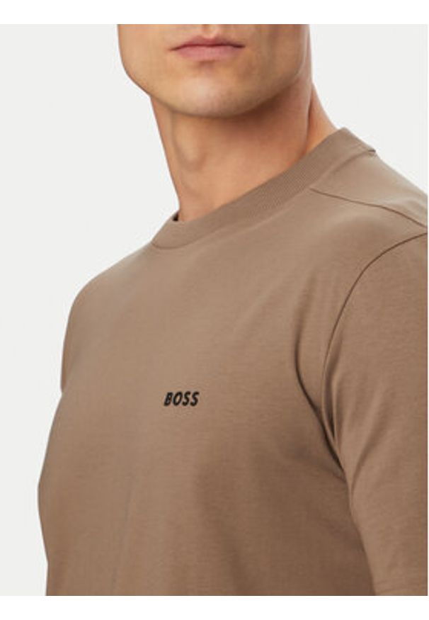 BOSS T-Shirt 50506373 Khaki Regular Fit. Kolor: brązowy. Materiał: bawełna