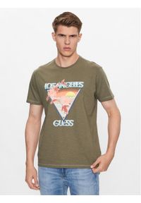 Guess T-Shirt M3YI68 K6XN4 Khaki Regular Fit. Kolor: brązowy. Materiał: bawełna