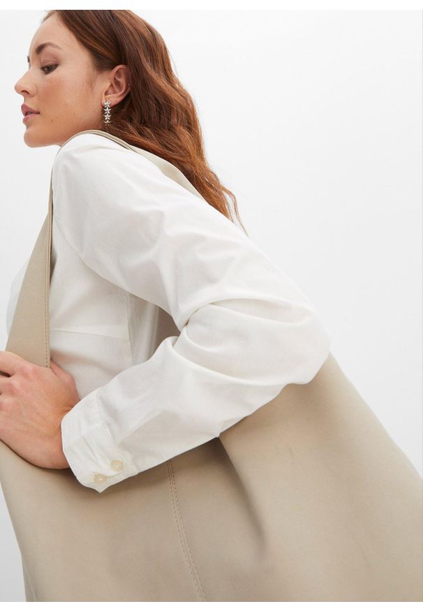 bonprix - Bluzka ze stretchem. Typ kołnierza: dekolt w serek. Kolor: biały. Długość rękawa: długi rękaw. Długość: długie