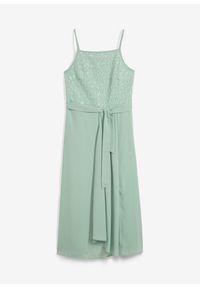 bonprix - Sukienka maxi z cekinami. Kolor: zielony. Styl: elegancki. Długość: maxi