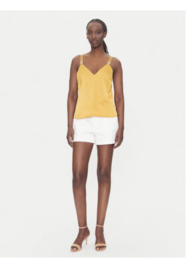 Morgan Top 242-OLAFI Żółty Slim Fit. Kolor: żółty. Materiał: syntetyk