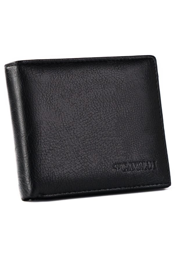 4U CAVALDI - Portfel męski banknotówka czarna Cavaldi M621-PU. Kolor: czarny. Materiał: skóra ekologiczna