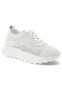 Białe Sneakers Vinceza Modne Obuwie Damskie. Okazja: na co dzień. Zapięcie: sznurówki. Kolor: biały. Szerokość cholewki: normalna. Wzór: kwiaty, ażurowy, aplikacja. Obcas: na platformie