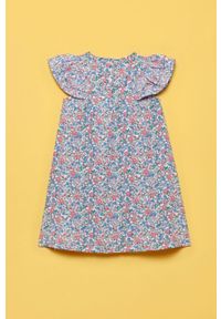 OVS - Sukienka dziecięca. Kolor: niebieski. Materiał: tkanina, bawełna, poliester, materiał. Wzór: kwiaty. Typ sukienki: rozkloszowane. Długość: mini #2
