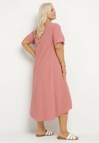 Born2be - Różowa Rozkloszowana Sukienka z Bawełną Elzedia. Okazja: na co dzień. Kolor: różowy. Materiał: bawełna. Typ sukienki: rozkloszowane. Styl: casual, elegancki #3