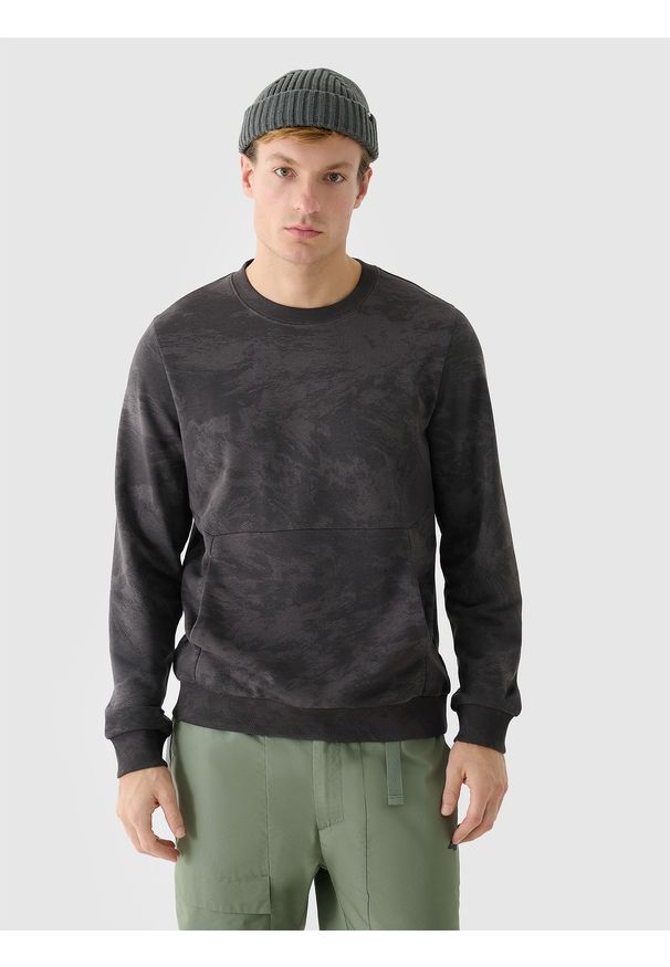 4f - 4F Bluza dresowa nierozpinana bez kaptura męska - szara XL. Okazja: na co dzień. Typ kołnierza: bez kaptura. Kolor: szary. Materiał: dresówka. Wzór: ze splotem, gładki. Styl: casual, sportowy