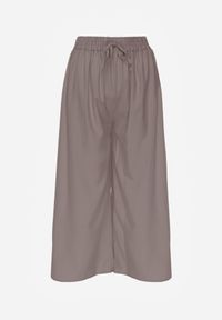 Renee - Szare Spodnie High Waist z Szerokimi Nogawkami z Wiskozą Wykończone Gumką w Talii Crisantas. Okazja: na spotkanie biznesowe, na co dzień, na spacer. Stan: podwyższony. Kolor: szary. Materiał: wiskoza. Styl: elegancki, biznesowy, casual #8