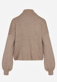 Born2be - Beżowy Golf z Bufiastymi Rękawami Wedelia. Okazja: na co dzień. Typ kołnierza: golf. Kolor: beżowy. Materiał: jeans. Styl: klasyczny, casual, elegancki #5