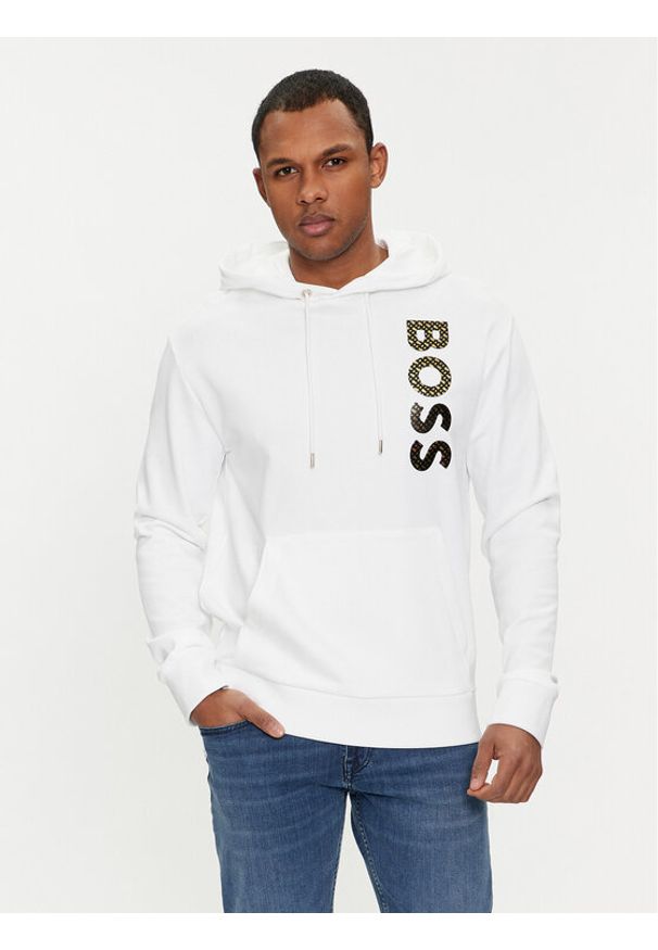 BOSS - Boss Bluza 50481746 Biały Regular Fit. Kolor: biały. Materiał: bawełna