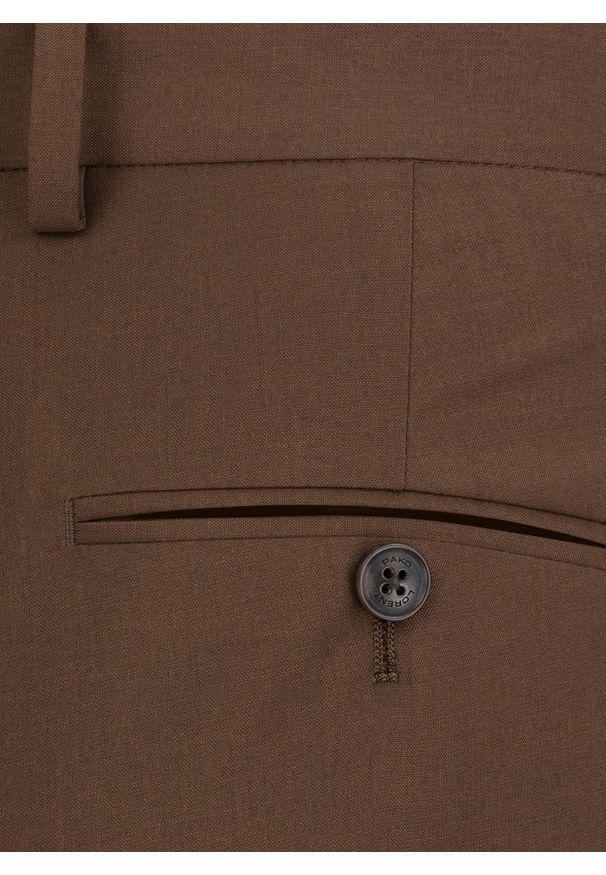 Pako Lorente - PAKO LORENTE - Gładkie brązowe spodnie ganiturowe. Okazja: na spotkanie biznesowe. Kolor: brązowy. Materiał: poliester, wiskoza, elastan. Wzór: gładki. Styl: biznesowy, młodzieżowy