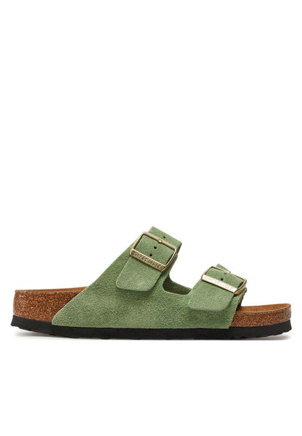 Birkenstock Klapki Arizona Sfb Leve 1027962 Zielony. Kolor: zielony. Materiał: skóra, zamsz