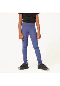 Decathlon - Legginsy dziecięce Domyos. Stan: podwyższony. Kolor: niebieski. Materiał: poliester, elastan, materiał