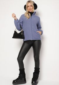 Born2be - Niebieski Klasyczny Polar ze Ściągaczami przy Rękawach Paradi. Okazja: na co dzień, na spacer. Kolor: niebieski. Materiał: polar. Długość rękawa: długi rękaw. Długość: długie. Styl: klasyczny #5