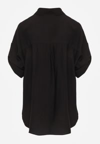 Born2be - Czarna Nietoperzowa Koszula z Wiskozy z Haftem i Podpinanymi Rękawami Jilyla. Okazja: do pracy, na co dzień. Kolor: czarny. Materiał: wiskoza. Długość: długie. Wzór: haft. Styl: elegancki, casual #3