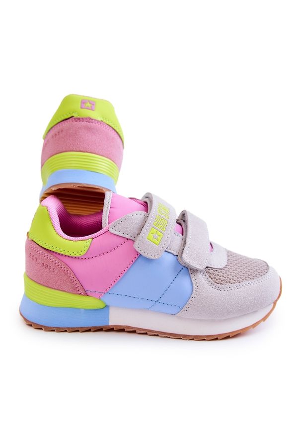 Big-Star - Dziecięce Sportowe Buty Memory Foam Big Star JJ374252 Różowo-Niebieskie różowe szare. Zapięcie: rzepy. Kolor: różowy, szary, wielokolorowy, niebieski. Materiał: guma, zamsz, materiał