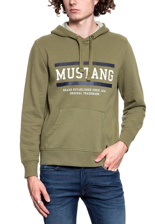 Mustang - MUSTANG BLUZA Bennet H Logo BURNT OLIVE 1008008 6358. Typ kołnierza: kaptur