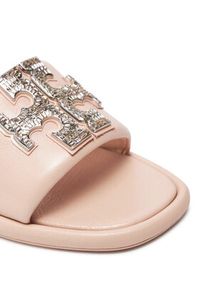 Tory Burch Klapki Double T Deco Sport Slide 158768 Różowy. Kolor: różowy. Materiał: skóra. Styl: sportowy #3