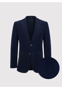 Pako Lorente - PAKO LORENTE - Granatowa sztruksowa marynarka męska. Okazja: na co dzień. Kolor: niebieski, brązowy. Materiał: sztruks. Styl: casual #7