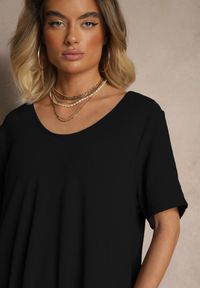 Renee - Czarna Sukienka z Bawełną o Rozkloszowanym Kroju Lilzedi. Okazja: na co dzień, na spacer. Kolor: czarny. Materiał: bawełna. Sezon: lato. Typ sukienki: rozkloszowane. Styl: klasyczny, casual, elegancki #5