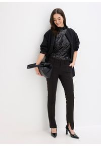 bonprix - Kombinezon z cekinami. Kolor: czarny. Styl: elegancki