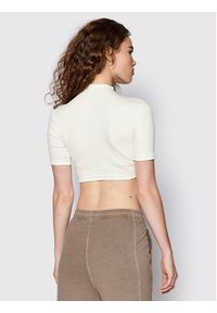 Reebok Bluzka HH7370 Beżowy Slim Fit. Kolor: biały. Materiał: bawełna #4