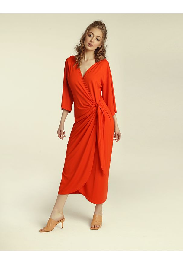 Madnezz - Sukienka Chilena - chilli. Materiał: wiskoza, elastan. Typ sukienki: kopertowe