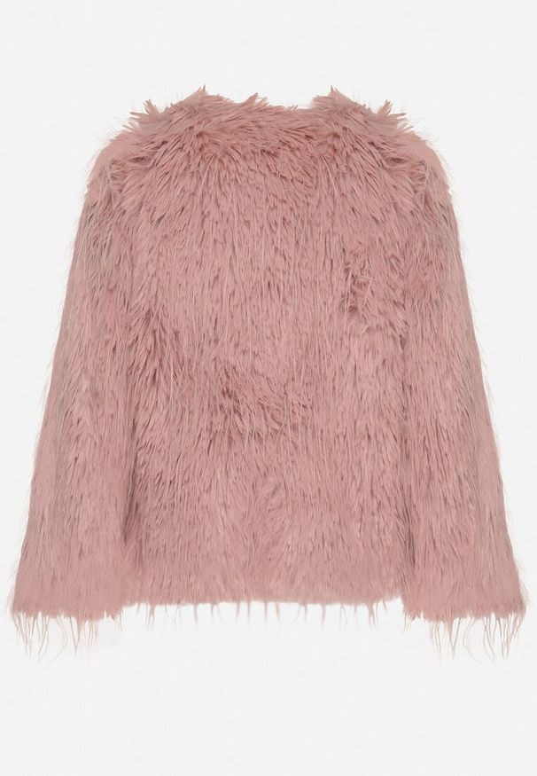 Born2be - Różowa Kurtka Futrzana o Prostym Kroju Zapinana na Haftki Siarale. Okazja: na co dzień. Kolor: różowy. Materiał: futro. Długość rękawa: długi rękaw. Długość: długie. Styl: casual, elegancki