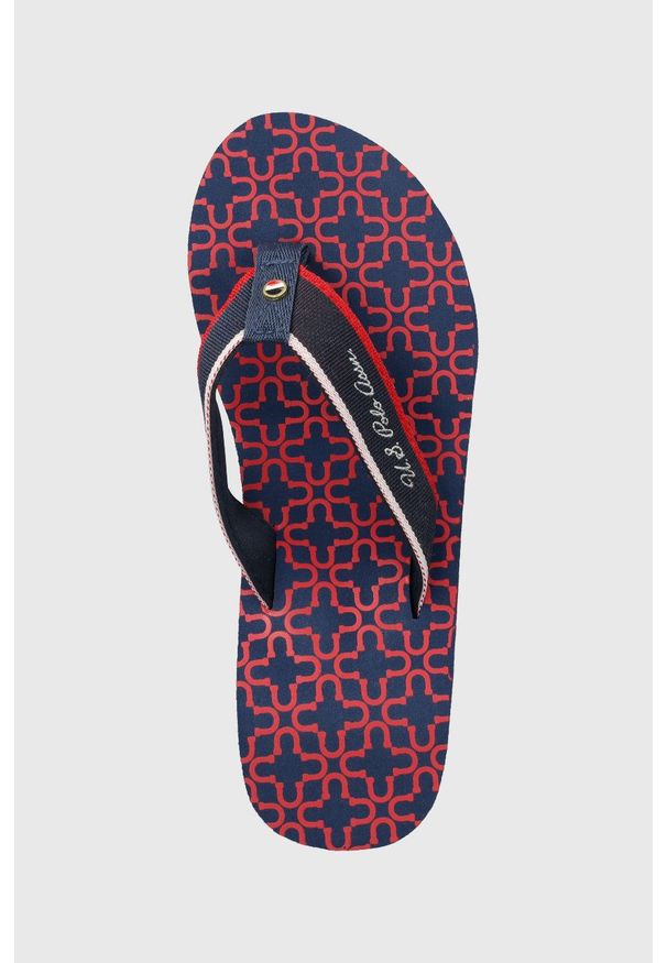 U.S. Polo Assn. japonki damskie kolor granatowy na koturnie. Kolor: niebieski. Materiał: materiał. Obcas: na koturnie