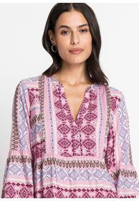 bonprix - Sukienka tunikowa z lejącej wiskozy. Kolor: różowy. Materiał: wiskoza #2