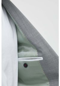 Hugo - HUGO marynarka z domieszką wełny kolor szary. Kolor: szary. Materiał: wełna. Wzór: aplikacja. Styl: klasyczny #4