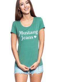 Mustang - MUSTANG T SHIRT DAMSKI Alexia C Print Deep Sea 1009391 6318. Wzór: nadruk #4