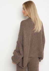 Born2be - Jasnobrązowy Nietoperzowy Kardigan Bez Zapięć z Domieszką Wełny i Wiskozy Rallisa. Okazja: na co dzień. Kolor: brązowy. Materiał: wełna, wiskoza. Wzór: gładki. Styl: casual #4