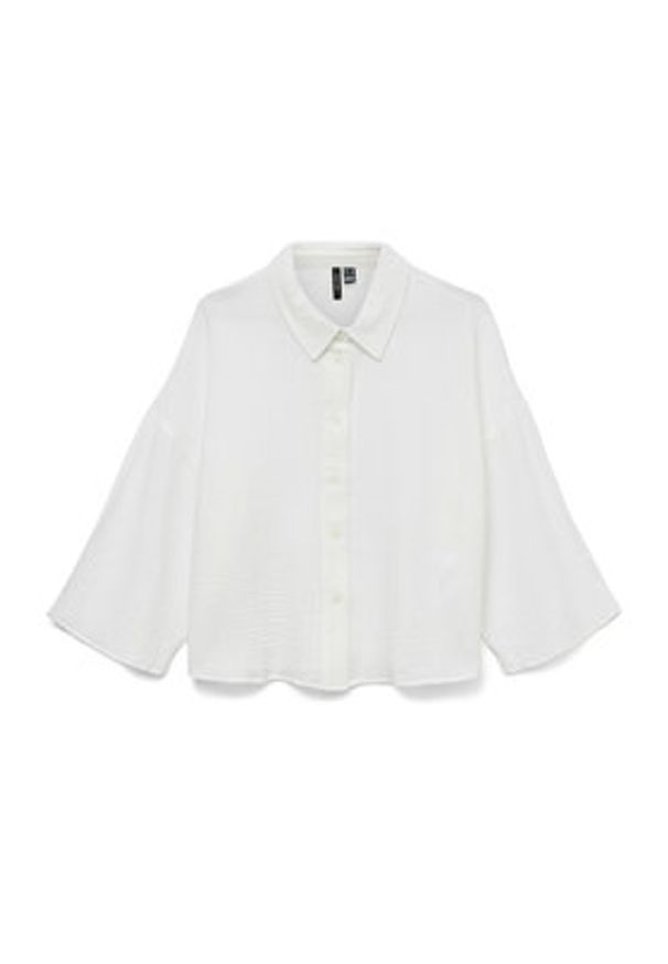 Vero Moda Koszula Natali 10279685 Biały Standard Fit. Kolor: biały. Materiał: bawełna