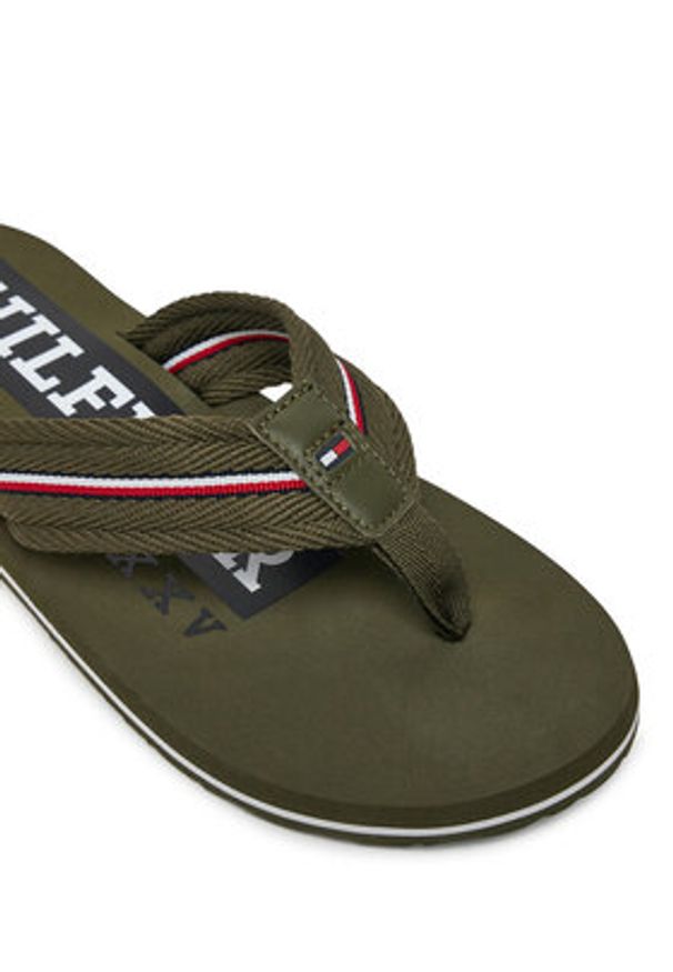 TOMMY HILFIGER - Tommy Hilfiger Japonki Corporate Hilfiger Beach FM0FM05436 Czerwony. Kolor: czerwony, brązowy. Materiał: materiał