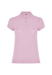 ROLY - Damska Koszulka Polo W Gwiazdki. Typ kołnierza: polo. Kolor: różowy