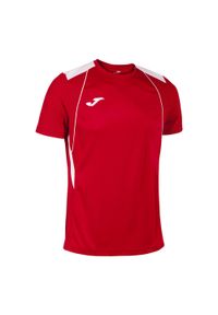 Jersey Joma Championship VII. Kolor: czerwony, biały, wielokolorowy. Materiał: poliester. Długość rękawa: krótki rękaw. Długość: krótkie. Sport: piłka nożna