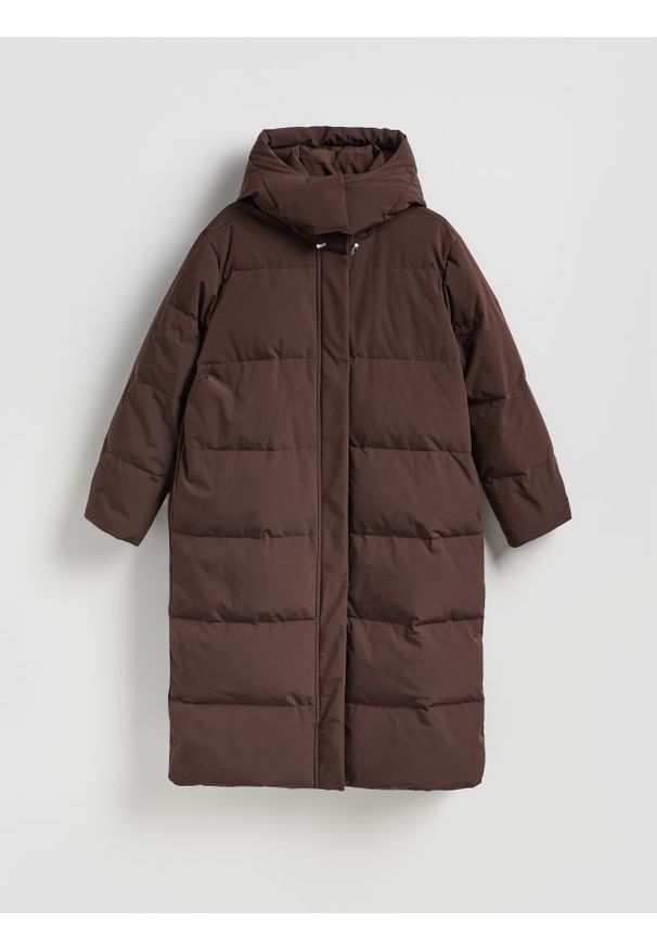 Reserved - Puchowa kurtka z z dodatkiem Sorony - ciemnobrązowy. Kolor: brązowy. Materiał: puch