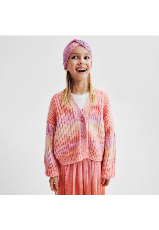 Reserved - Kardigan z kolorową nitką - Wielobarwny. Wzór: kolorowy