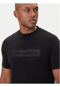 Karl Lagerfeld - KARL LAGERFELD T-Shirt 755035 554221 Czarny Regular Fit. Typ kołnierza: dekolt w karo. Kolor: czarny. Materiał: bawełna