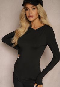 Renee - Czarna Bluzka z Marszczeniami Przy Dekolcie i Talii Zailene. Okazja: na spotkanie biznesowe. Kolor: czarny. Materiał: jeans, materiał, wiskoza. Styl: biznesowy, elegancki #3