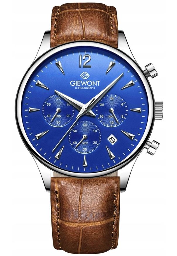 Zegarek Giewont Zegarek Męski Chronograph Sapphire Brązowo Niebieski GW6310-A5. Kolor: niebieski, wielokolorowy, brązowy