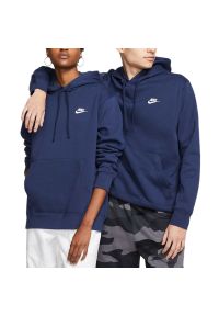 Bluza Nike NSW Club Fleece BV2654-410 - granatowa. Typ kołnierza: kaptur. Kolor: niebieski. Materiał: bawełna, materiał, poliester. Styl: sportowy